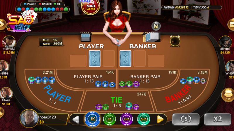 Game thủ có 3 lựa chọn cửa chơi để đặt cược khi tham gia Baccarat