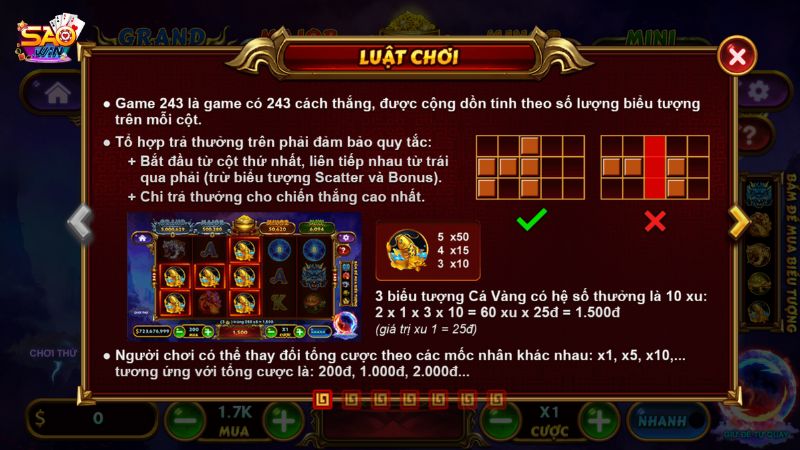 Kho báu tứ linh có 243 cách trả thưởng, giúp người chơi gia tăng cơ hội chiến thắng