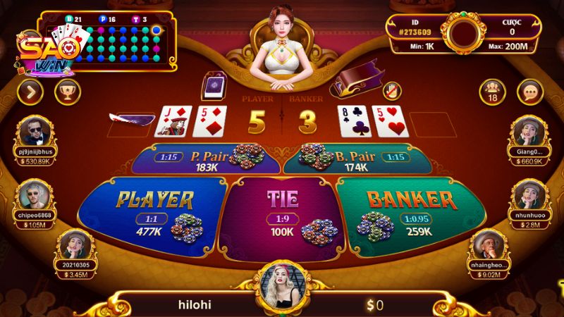 Game có quy định rút thêm lá bài thứ 3 riêng biệt cho của Người chơi và Nhà cái